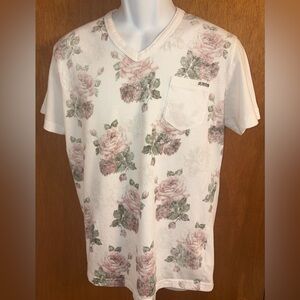 GUESS Mens Floral 100% Cotton T Shirt Sz. L